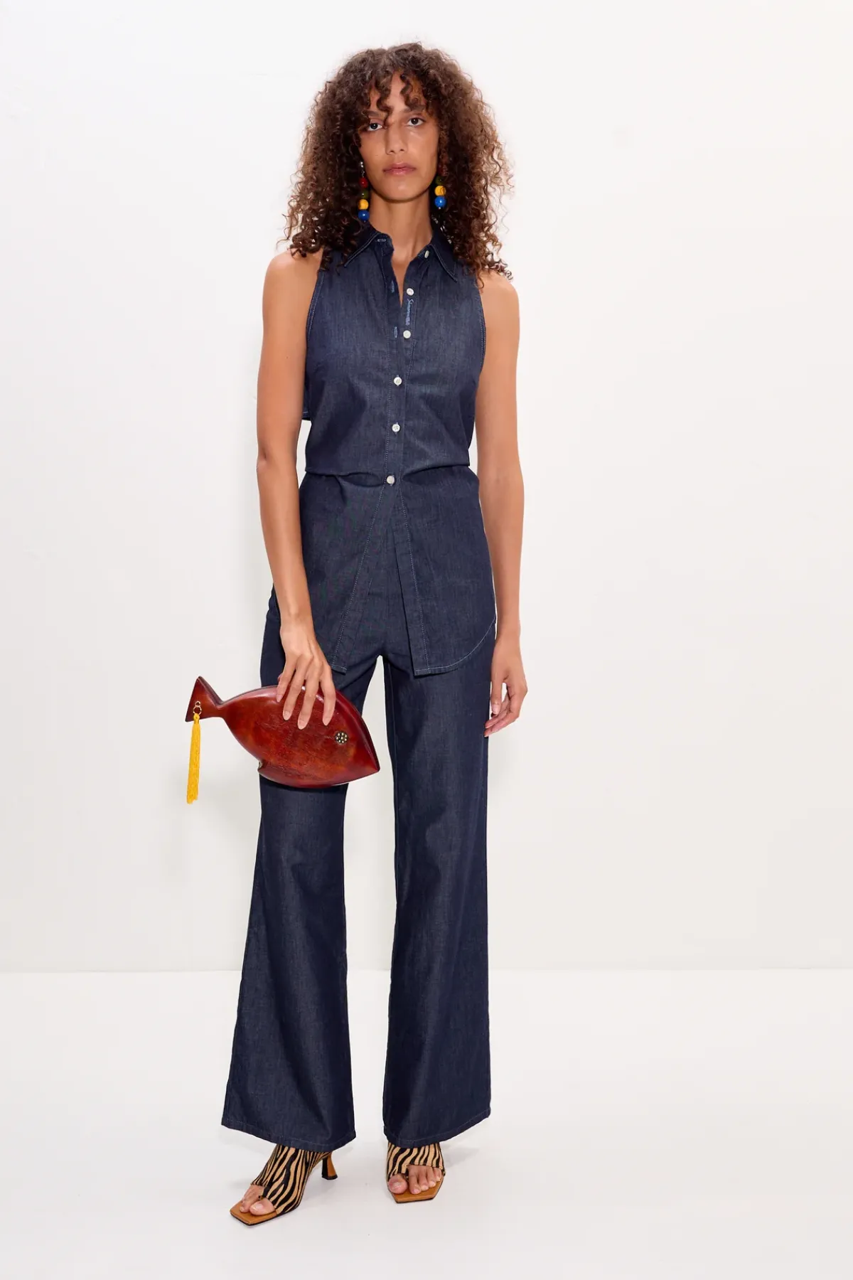Sale SIMON MILLER Lochloch sleeveless chambray button up