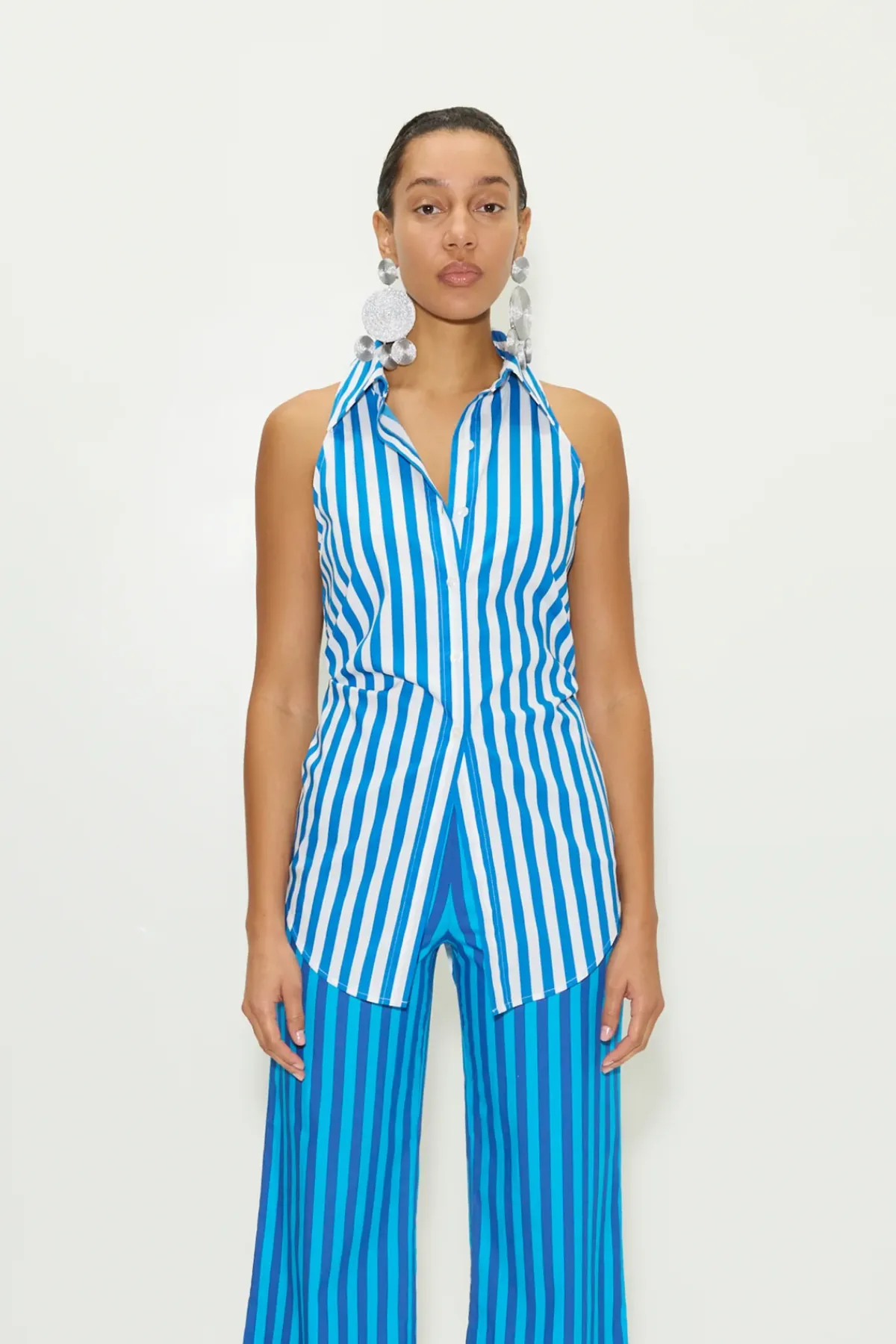 Outlet SIMON MILLER Lochloch striped sleeveless poplin button up