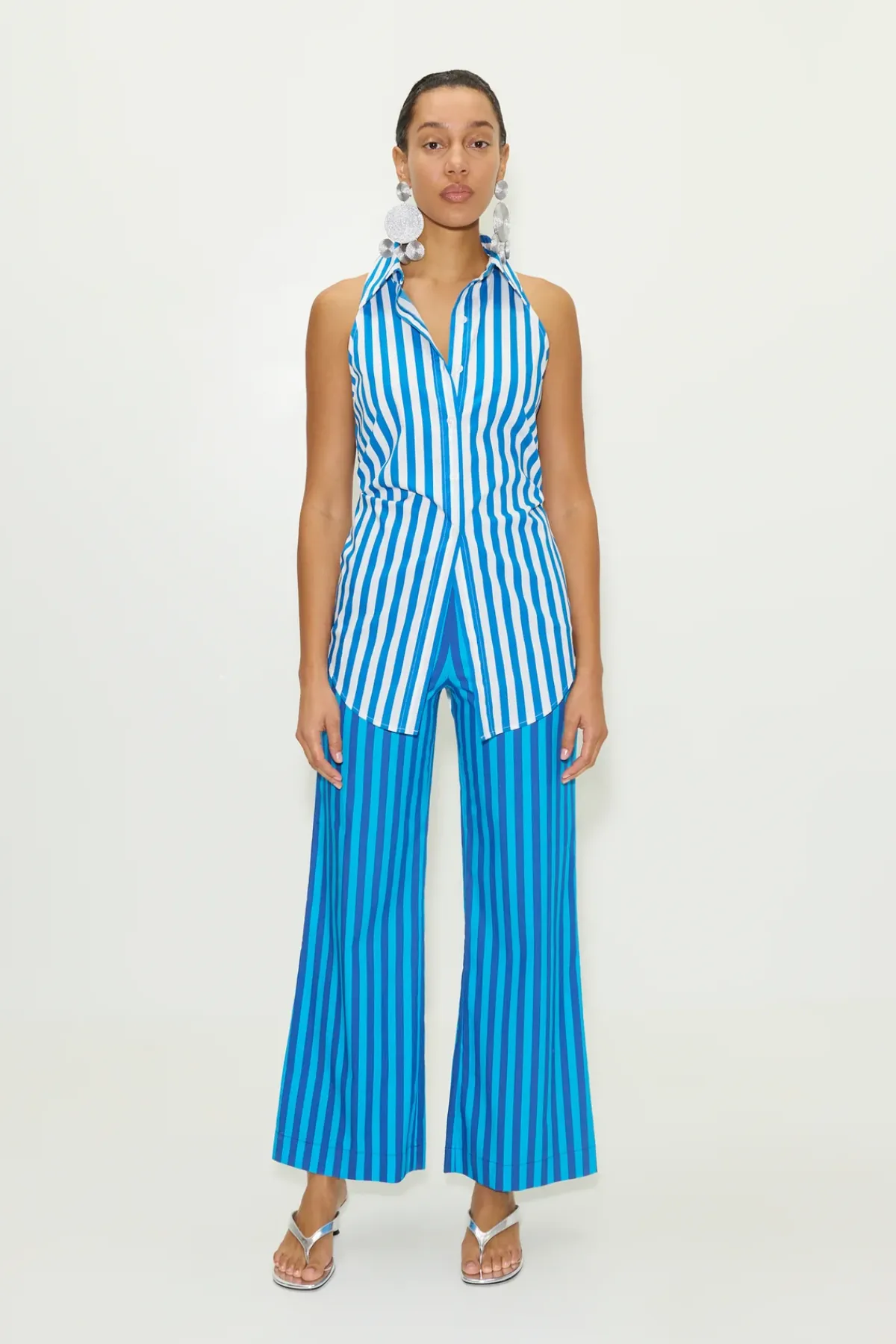 Outlet SIMON MILLER Lochloch striped sleeveless poplin button up