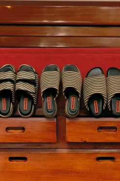 SIMON MILLER Stripestripe raffia bubble slide